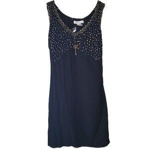 Newport News Sequins Embellished Black Sleeveless Dress